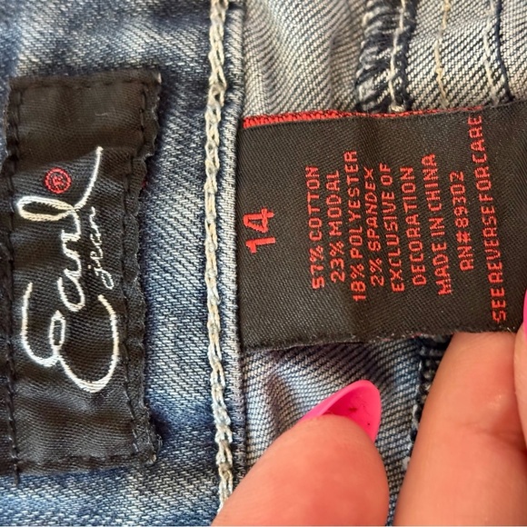 Vintage Women’s Shorts Rhinestones Embellished Stretch Faded Blue Boho Size 14 - Picture 6 of 10